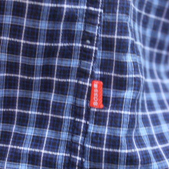 BOSS by Hugo Boss 100% cotton, tri-color blue checked shirt - Picture 7 of 13